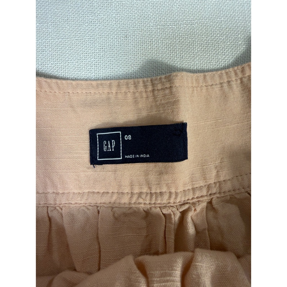 Gap Women Peach Beige Rayon Cotton Blend Gathered Midi Skirt with Pockets Size 8 - Picture 5 of 8
